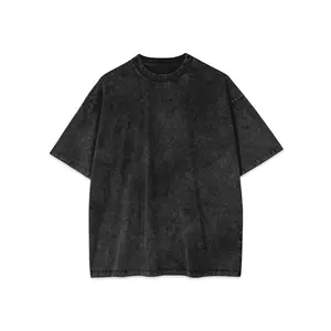 Commercio all'ingrosso 2024 nuovo arrivo girocollo manica corta pesante cotone Streetwear Drop spalla nero acido lavare T Shirt per uomo