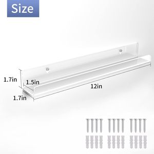 Estante de acrílico moderno sostenible para discos, montaje en pared, soporte de álbum de tamaño personalizado de melamina transparente de 12 pulgadas, estantes flotantes para - Product Image 3
