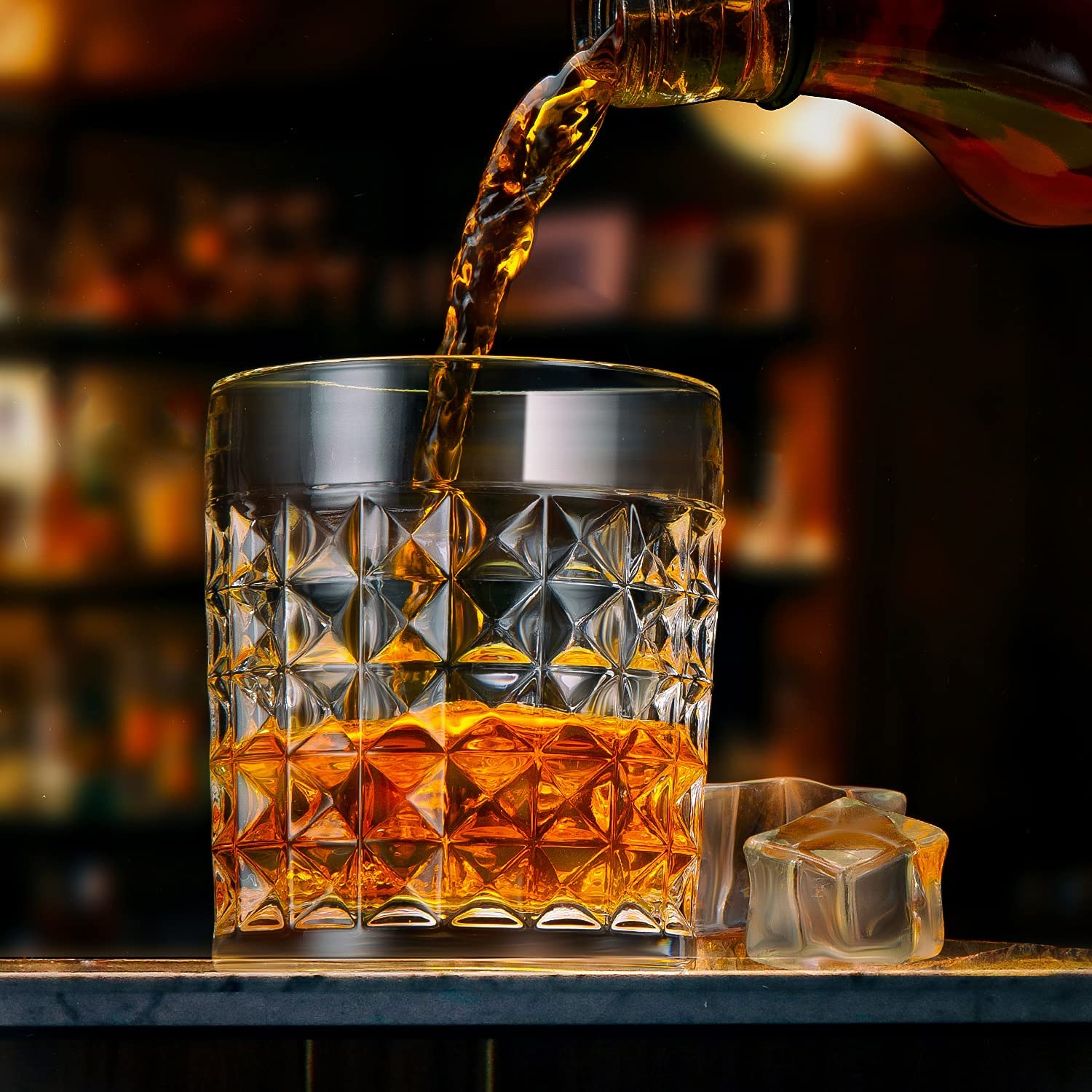 Old Fashioned Whiskey Glass Set Crystal Bourbon Glass in Gift Box 10.5 oz Premium Lowball Rock Glass