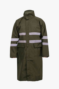 Chaqueta de lluvia ligera ecológica con revestimiento de PU impermeable a prueba de viento de alta visibilidad tiras reflectantes para acampar uso al aire libre - Product Image 2