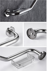 135° Eco-Friendly Anti-Slip Safety Brushed Chrome Wall-Mounted Bathroom Grab Bar L Shape Stainless Towel <b>Rail</b> with Soap Dish - Product Image 6
