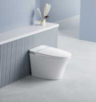 Nouvelle conception de toilette intelligente en céramique à fixation au sol, avec bidet électronique automatique allongé en forme de V et fonction de chasse d'eau automatique