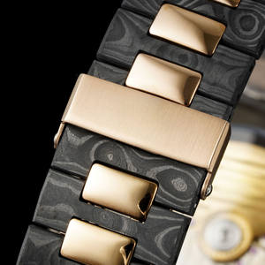 Montre mécanique automatique de luxe pour homme de qualité 5A, boîtier en fibre de carbone avec accent or rose octogonal, affichage de la date, montre-bracelet - Product Image 3