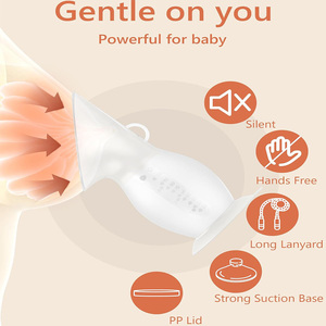 Tire-lait manuel en silicone, collecteur de lait mains libres, qualité alimentaire sans BPA, <span class=keywords><strong>base</strong></span> d'aspiration portable pour l'allaitement avec sangle - Product Image 3