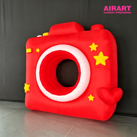 Cadre de caméra gonflable géant de 2,5 m, rouge, en forme de dessin animé, accessoire interactif pour événements et mariages