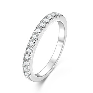Anillos de media eternidad apilables de moissanita de 2 mm con certificación GRA, color D, VVS1, de cobre con relleno de oro de 14K para mujer, joyería casual y moderna. - Product Image 1