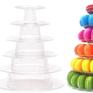 Torre de Exhibición de Macarons Redonda de Plástico de 4, 6 y 10 Niveles al por Mayor, Soporte para Exhibición de Postres y Pasteles para Fiestas y Celebraciones - Product Image 1