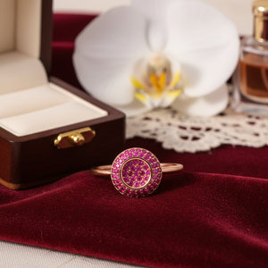 Rubí circón piedra CZ doble diseño redondo anillo de racimo venta al por mayor joyería fina hecha a mano 925 joyería de plata esterlina - Product Image 3