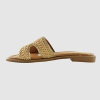 Sandales plates ouvertes pour femmes, en paille tressée, souples, à enfiler, décontractées, légères, antidérapantes, pour l'extérieur, été