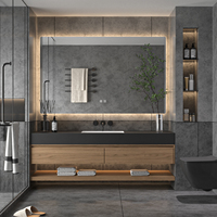 Meilleures ventes : Ensemble de meuble-lavabo double vasque en céramique avec miroir, évier et armoire en bois écologique, style italien, pour usage hôtelier