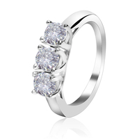 POLIVA 925 vente en gros d'argent Sterling CZ pierre anneaux de mariage trois pierres conception de mariage solide en argent Sterling bague en diamant