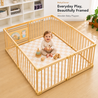 Parc pour bébé en bois massif de style américain, facile à assembler, pliable, parc de sécurité robuste pour nourrissons, espace de jeu pour tout-petits à domicile