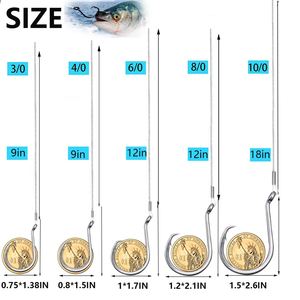 Gancio cerchio 7385 personalizzato girevole in acciaio inox ganci Offset con filo Leader per la pesca esca di pesce gatto e spigola - Product Image 3