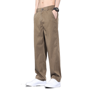 Pantalon long à jambes larges décontracté tendance d'été pour hommes Simple taille moyenne fermeture éclair braguette Cool lâche droite plate conception peignée - Product Image 2