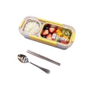 Boîte à lunch en acier inoxydable 304 à compartiments indépendants et hermétiques, grande capacité, qualité alimentaire, avec cuillères et baguettes - Product Image 6