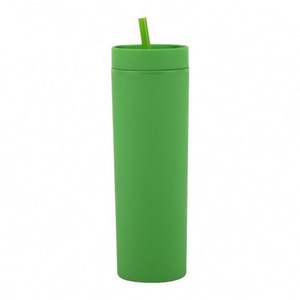 Gobelets à eau de 16oz avec sublimation sans BPA, double en plastique, caoutchouc peint, pour enfants, bouteille droite de 450ml avec paille pour le sport - Product Image 3