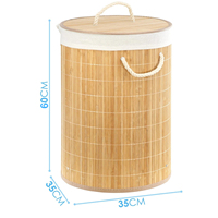 Panier à linge en bambou et rotin avec couvercle, panier à linge en bois tressé avec doublure en tissu amovible, poignées en corde, panier de rangement pour jouets et vêtements