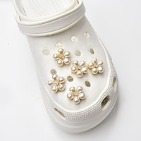 Kancing Mutiara Datar 20mm dengan Dasar Emas, Kristal Berbentuk Bunga, Hiasan untuk Perhiasan DIY, Aksesoris Pernikahan