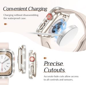 Étui de montre pour femme avec protection d'écran HD, coque en PC, étui étanche pour montre intelligente, étui brillant pour <span class=keywords><strong>Apple</strong></span> <span class=keywords><strong>Watch</strong></span> Series 9/8/7 - Product Image 5