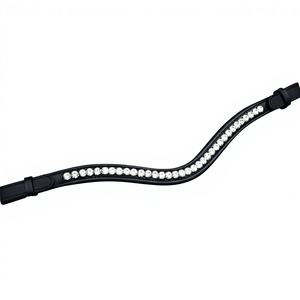 Cómoda Diadema de Cuero Curvada con Pedrería para Caballo, Accesorios de Equitación - Product Image 1