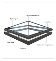 Fenêtre dôme panoramique automatique à ouverture par le haut en aluminium et verre trempé, insonorisée, à haute efficacité énergétique et anti-chaleur, design moderne et personnalisé