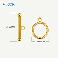 VFOOK Findings Fermoir OT réglable en forme de T, en laiton résistant au ternissement, plaqué or 14 carats, accessoires pour la fabrication de bijoux fins