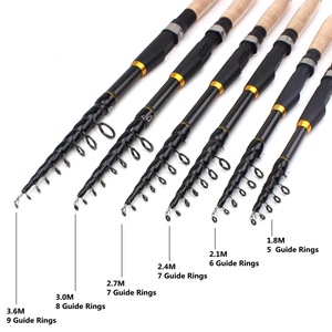 Canne à pêche télescopique Wildtrek en fibre de carbone haute performance, canne à lancer portable 1,8M-3,6M pour la pêche en mer avec poignée en liège - Product Image 3