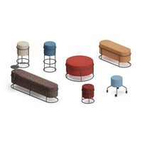 Ensemble de poufs ronds en tissu modernes - Mobilier commercial pour bureau, hôtel, appartement
