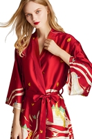 Usine D'été Femmes Demi Manches Imprimer Dos Nu Court Satin Robes Décontractées