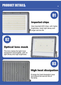 Lumière d'inondation LED extérieure étanche super lumineuse 10W-400W IP65 Lumens élevés éclairage blanc chaud pour les stades de sport PC en aluminium - Product Image 6