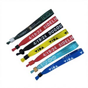 Pulseras de Tela de Poliéster Tejidas Multicolores Baratas con Logotipo Personalizado para Fiestas y Festivales, 20mm/15mm - Product Image 2