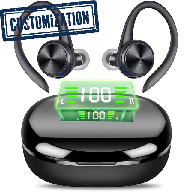 R200 V5.4 Sports Ear Hook Wireless Earphones Passive Physical Noise Reduction Earbuds with 500mAH Charging Bin Battery Capacity
