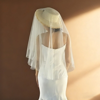 Voile de mariée léger monocouche, petit voile en maille souple pour accessoires de mariage, style libre