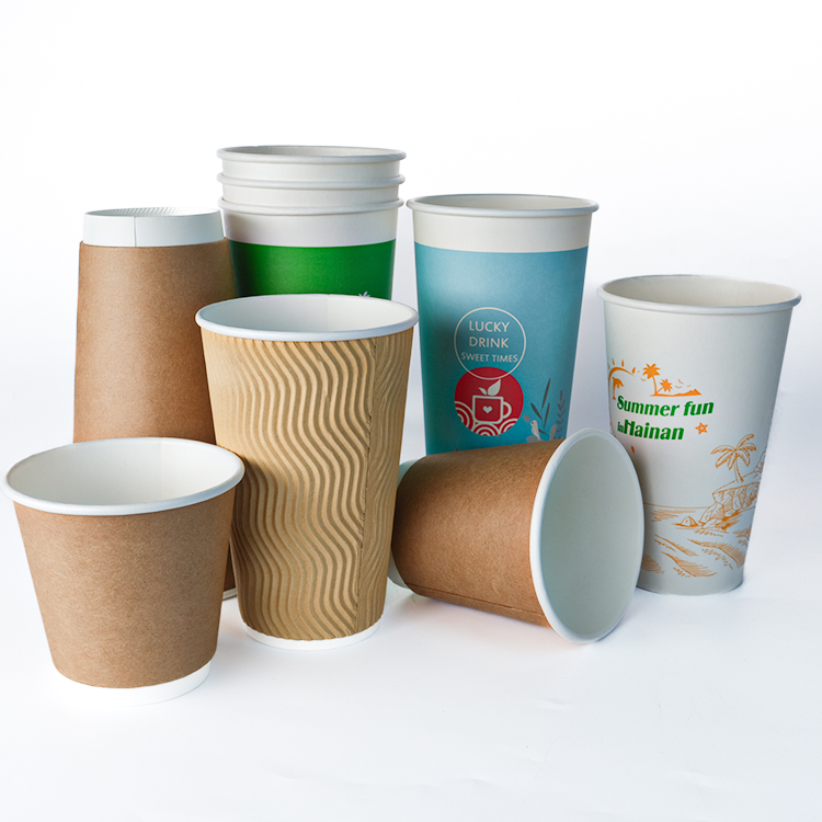 Wholesale Cupcake Carton 12 oz Hot Insulated Coffee Kraft Paper Disposable Cup With Lid