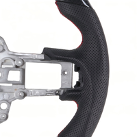 Volant sport en fibre de carbone véritable avec LED et indicateur de vitesse pour Ford Mustang 2015-2023, volant à fond plat, style sport