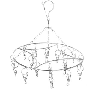 ราวแขวนเสื้อผ้าสแตนเลสแบบกลม 20 คลิป แบบตะขอ สำหรับตากถุงเท้าและแขวนเสื้อผ้า กันลื่น - Product Image 1