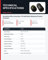 Connecteur rond à visser femelle Exceedconn IP68 450V AC à 2 broches pour éclairage LED de rue