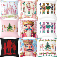 Housse de coussin moderne et artistique, taie d'oreiller en lin rose roi avec motif de chevalier dans le château, idéale pour la décoration intérieure