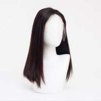 Perruque Lace Front Longue Lisse Soyeuse Noir Jais, Cheveux Indiens Vierges Couleur HD, Ligne de Cheveux Naturelle, Sans Colle, Pour Femme