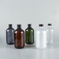 Bouteille Boston en PET avec bouchon à vis en aluminium pour emballage de lotion, logo personnalisé, 100 ml, 150 ml, 200 ml, 300 ml, 400 ml, 500 ml, pour shampoing et huile capillaire