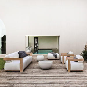 Muebles de madera de teca impermeables modernos de lujo con cojines sala de estar balcón jardín Patio Hotel sofá modular seccional al aire libre - Product Image 2