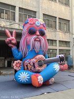 Modèle géant de personnage de guitare gonflable avec éclairage floral pour décorations musicales
