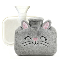 Vente en gros usine : Couverture en peluche de chat pour bouillotte en caoutchouc motif animal mignon, pour l'hiver, pour le réchauffement et la décoration