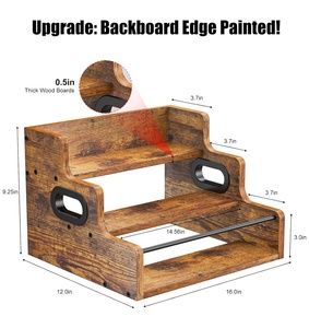 ตู้บาร์ไม้สไตล์อเมริกันย้อนยุค 3 ชั้น ชั้นวางเครื่องดื่ม ชั้นวางไซรัปกาแฟ ชั้นวางโชว์มินิบาร์ ชั้นวางเหล้า วิสกี้ ถังน้ำแข็ง - Product Image 6