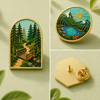 Ensemble d'épingles en émail dur personnalisées, motif paysage de montagne, plaqué or poli, épingles de revers en métal pour voyage en plein air, logo personnalisé, souvenir