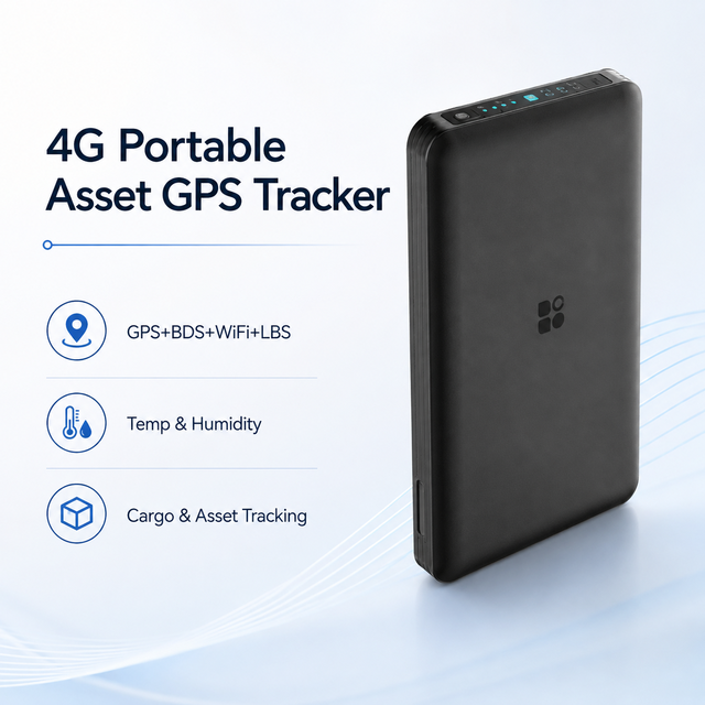 W20 4G LTE GPS Asset Tracker Portable Cargo Tracking Device with Temperature Humidity Sensor Bluetooth