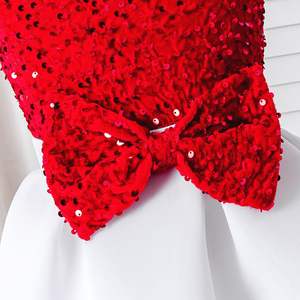 Nouvelle mode Ensemble fille été Rouge Top à épaules dénudées à paillettes Jupe bouffante Poudre <span class=keywords><strong>de</strong></span> fard à joues Vêtements pour enfants <span class=keywords><strong>de</strong></span> Noël - Product Image 5