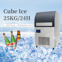 Máquina de Hielo Comercial de Acero Inoxidable de 25 kg, Ahorradora de Energía y con Autolimpieza