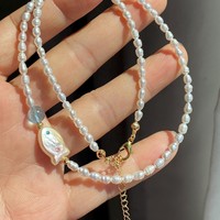 Nouvel ensemble collier et boucles d'oreilles en cuivre Dopamine Fine Fashion 2026, perle baroque naturelle extraterrestre, petit pendentif poisson, cadeau sportif pour femme