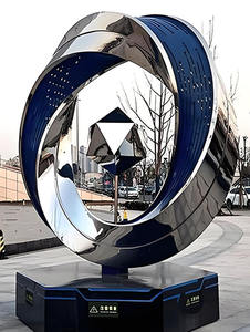 Grand miroir creux extérieur en acier inoxydable au design moderne Sculpture Carré Ornements de paysage de jardin - Product Image 4